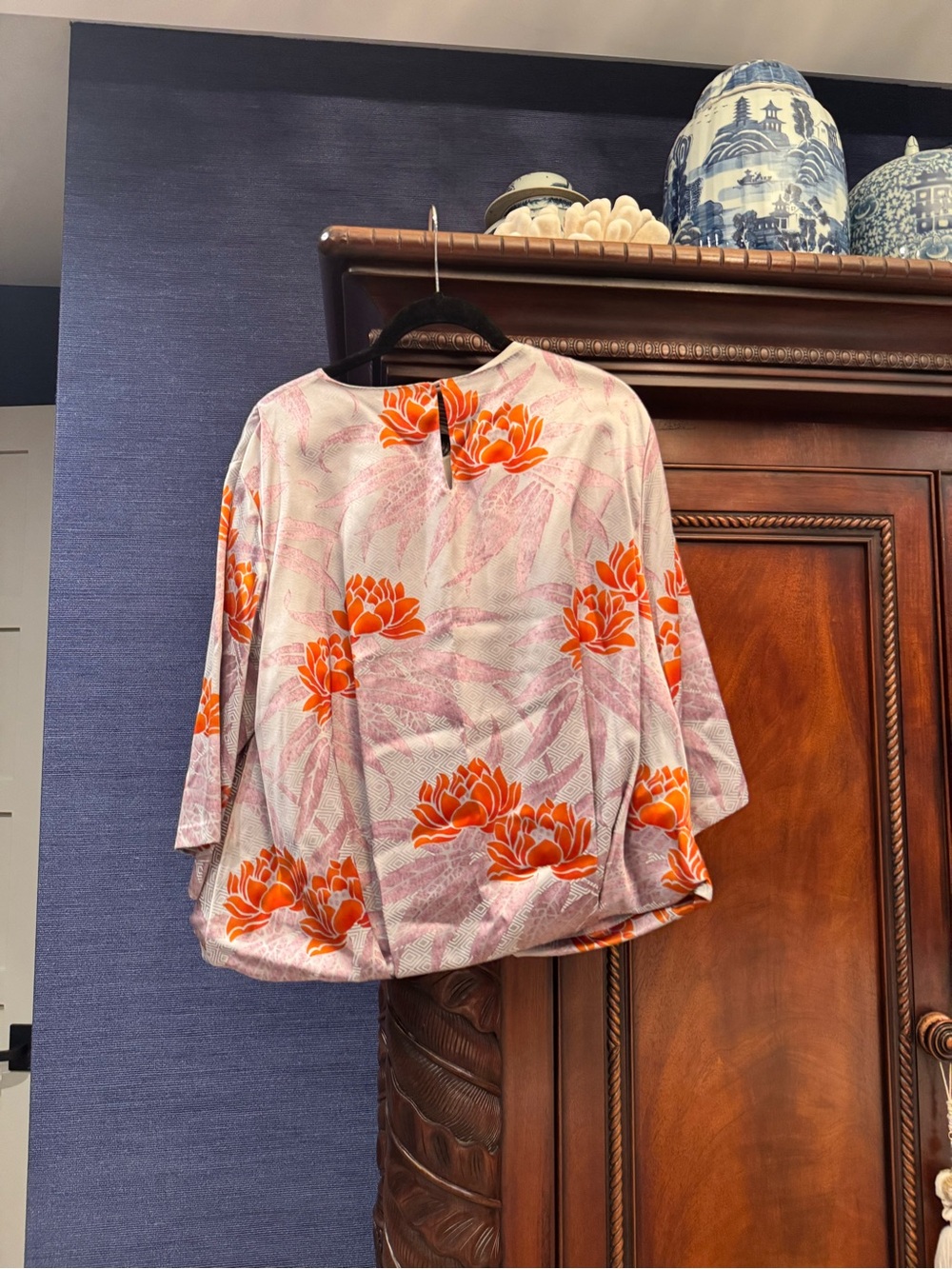 Dries Van Noten White Blouse with Orange Floral Print - Picture 3 of 3